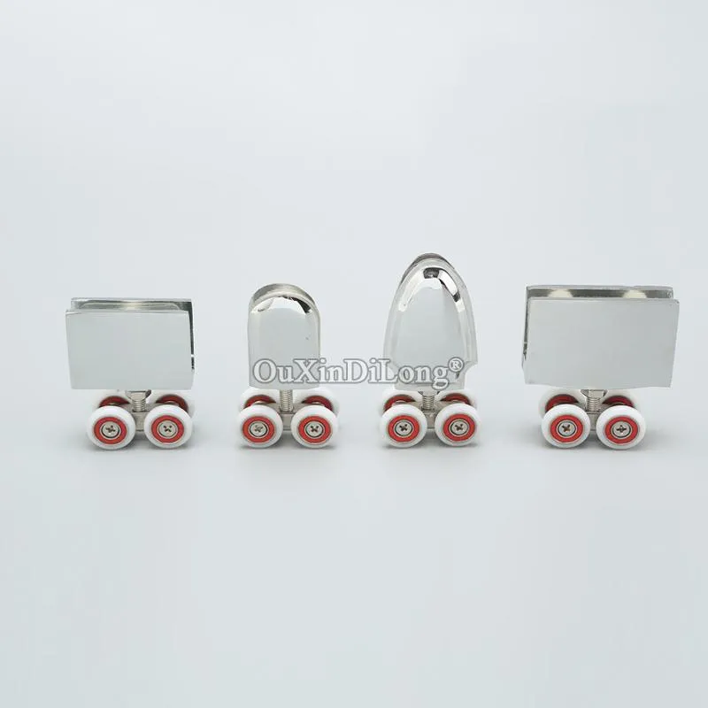 Brand 4PCS Frameless Shower Glass Sliding Door Rollers Hanging Wheels 4 Hangers Pulleys Mute Bearing Other Hardware