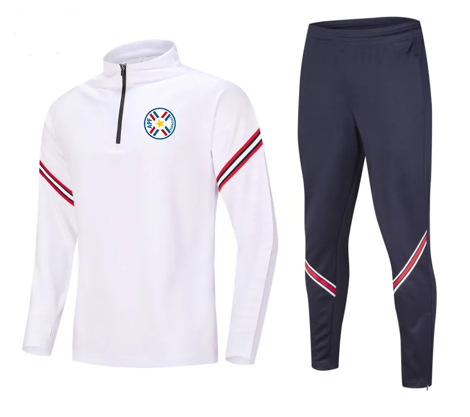 Nyaste Paraguay Men's Leisure Sports Suit Semi-Zipper Långärmad tröja utomhus Sports fritidsträningsdräkt M-4XL