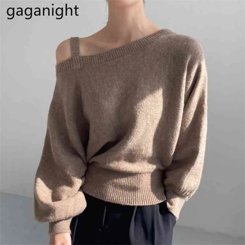 Casual Losse Knited Trui Batwing Mouw Vrouwen Onregelmatige Solid Pullover Tops Lente Sweaters Drop 210601