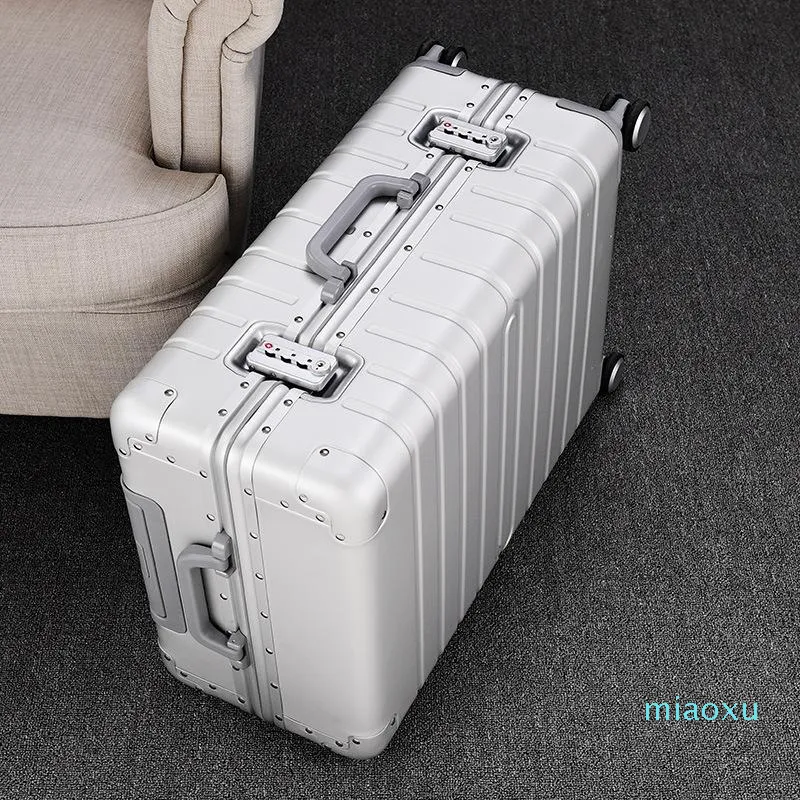 Suitcases 100% Aluminum Alloy Pull Rod Suitcase 20/24/28inch Metal Luggage Fashionable Type Of Box