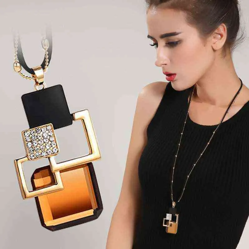 BYSPT Long Necklaces& Pendants for Women Collier Femme Geometric Statement Colar Maxi Fashion Crystal Jewelry Bijoux G1206