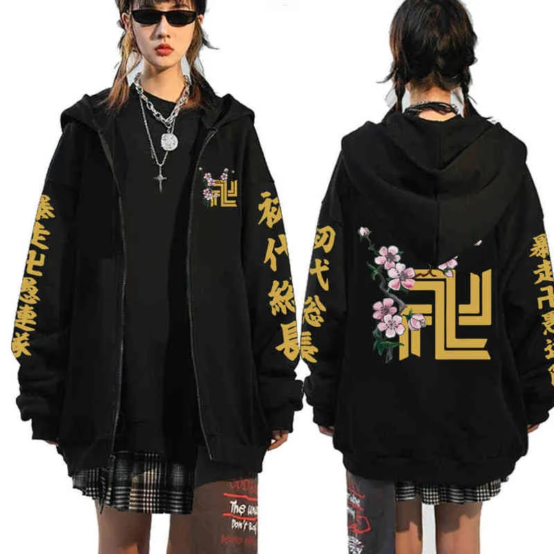 2021 Hot tokyo Revengers Cosplay Hoodie Zip Up Pulôver Anime Team Walhalla Moletom Homme H1227