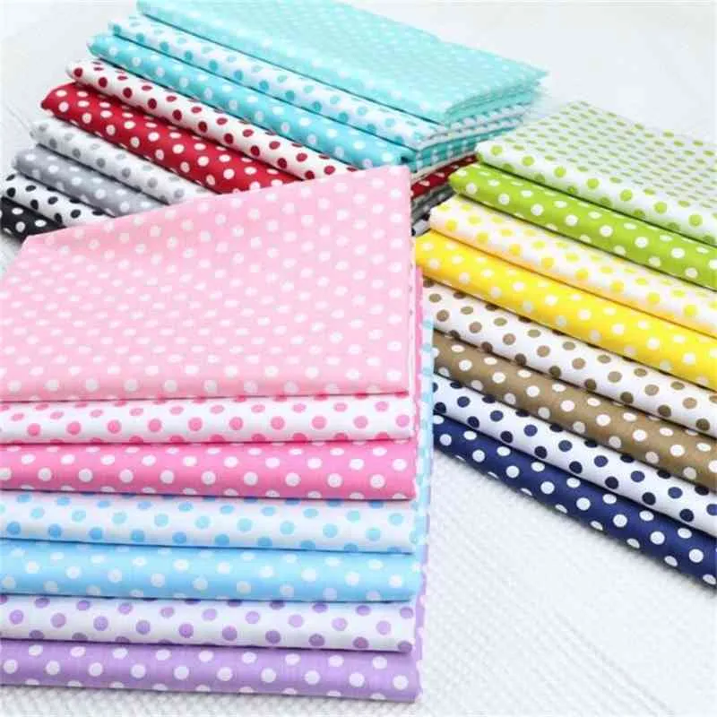 Polka Dots 100% Cotton Printed Fabric For Quilting Kids Patchwork Clothes DIY Crafts Sewing Fat Quarters Material For Baby Child 210702