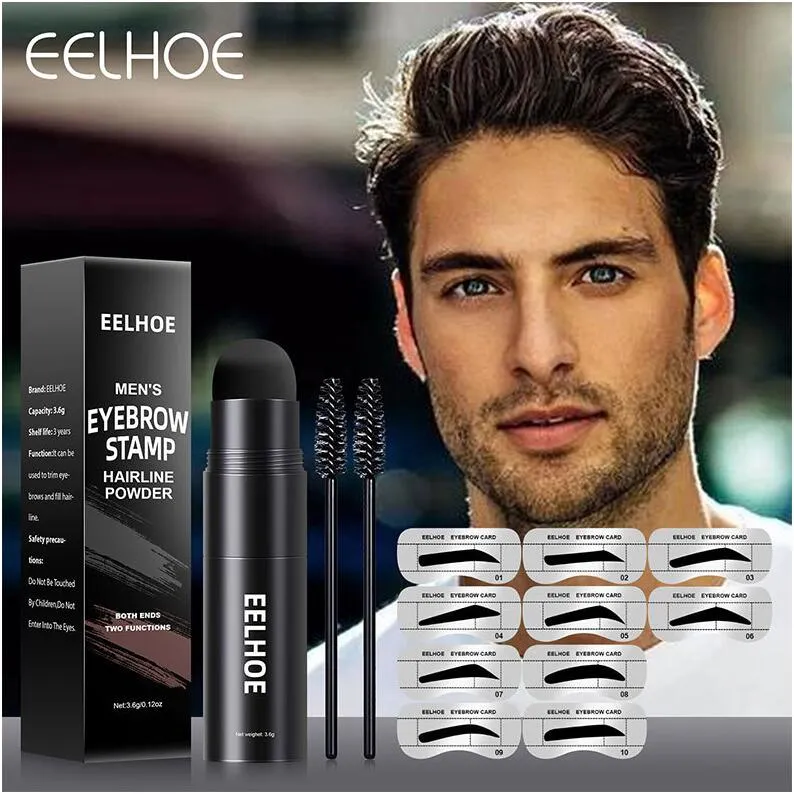 2022 Eelhoe мужской дуэт бровь штемпель для бровей и порошок для волос, набор трафаретных волос, набор для волос для волос, 1 ступень