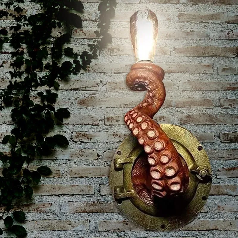 Outdoor Wall Lampy Retro Octopus Elektryczne Lekkie Macki Monster Bulb Wiszące na Lampa Uchwyt do dekoracji sztuki