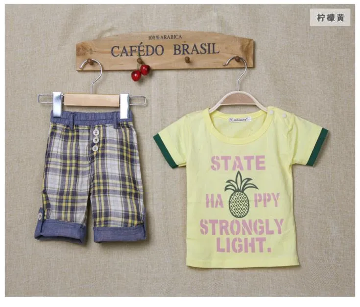 Été bébé garçons vêtements costume bébé t-shirt pantalon court ensemble 100% coton t-shirts pour bébés chemises bebe vêtements 210413