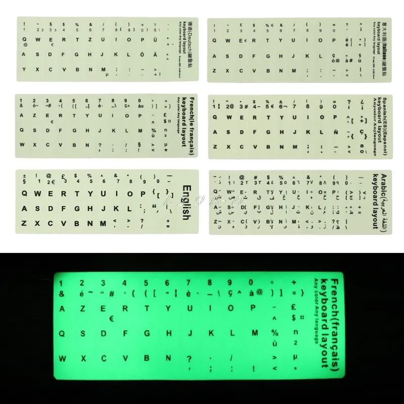 Adesivi da tastiera fluorescente Adesivi luminosi Tastiera impermeabile Accessori per laptop del pellicola protettiva