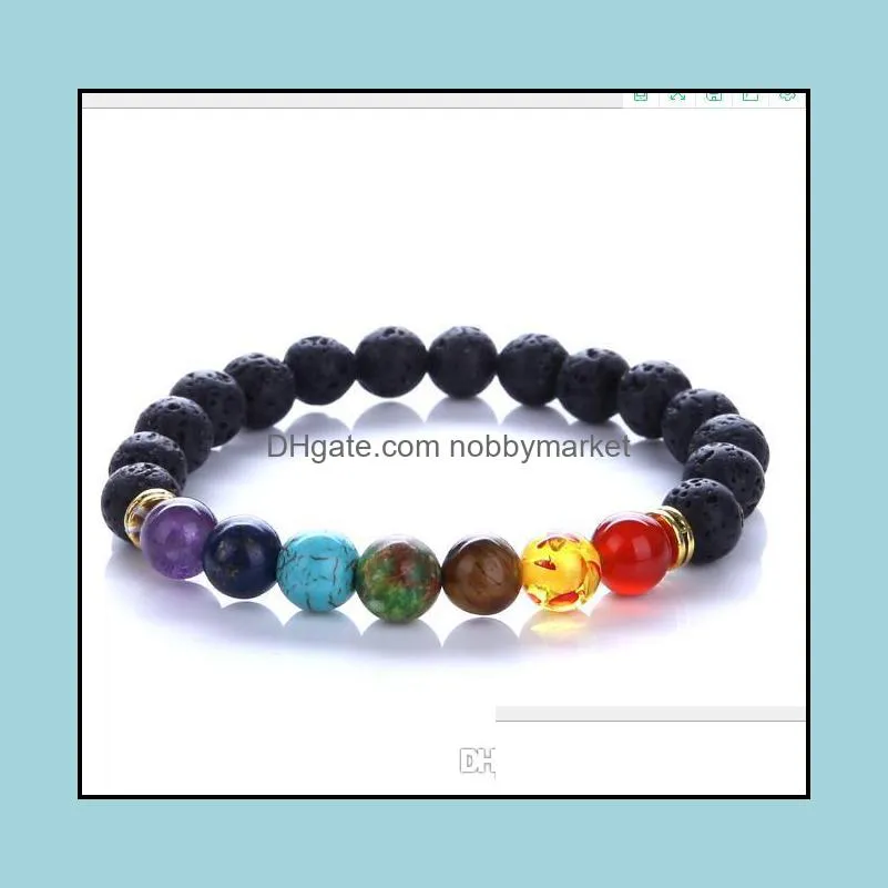 2017 New 7 Chakra Bracelet Men Black Lava Healing Balance Beads Reiki Buddha Prayer Natural Stone Yoga Bracelet For Women