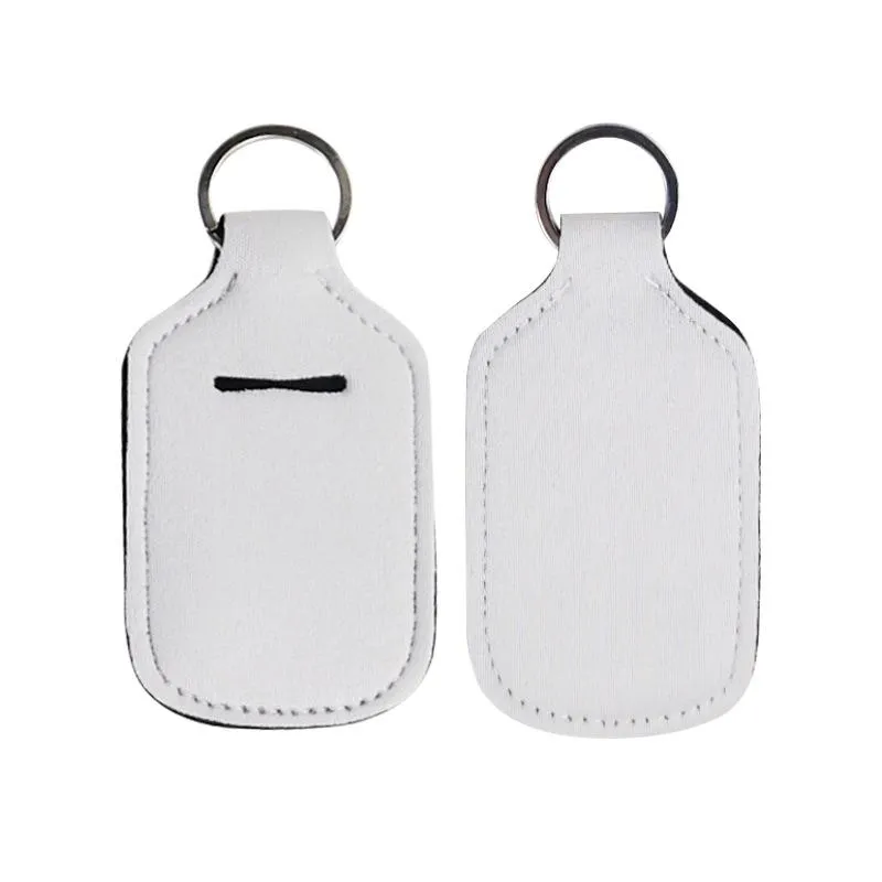 30ml sublimation blank Neoprene perfume bottle holder SBR hand sanitizer bottle set white holders keychain gift Party Favor DH0987