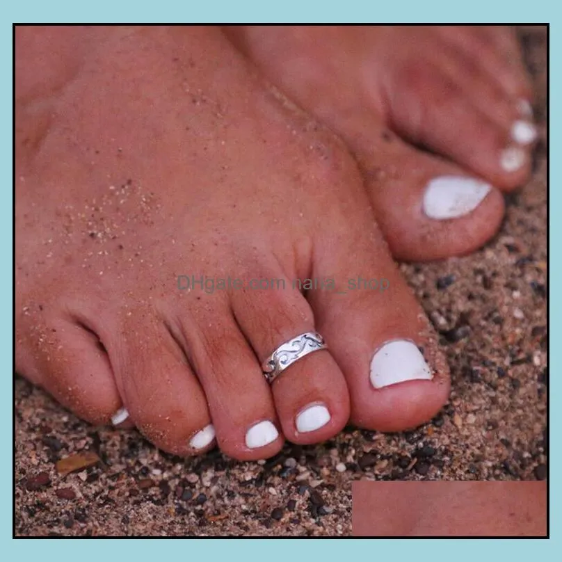 8Pcs Elegant Women 925 Sterling Silver Toe Ring Foot Adjustable Beach Jewelry fashion show Retro Style Body Jewellry