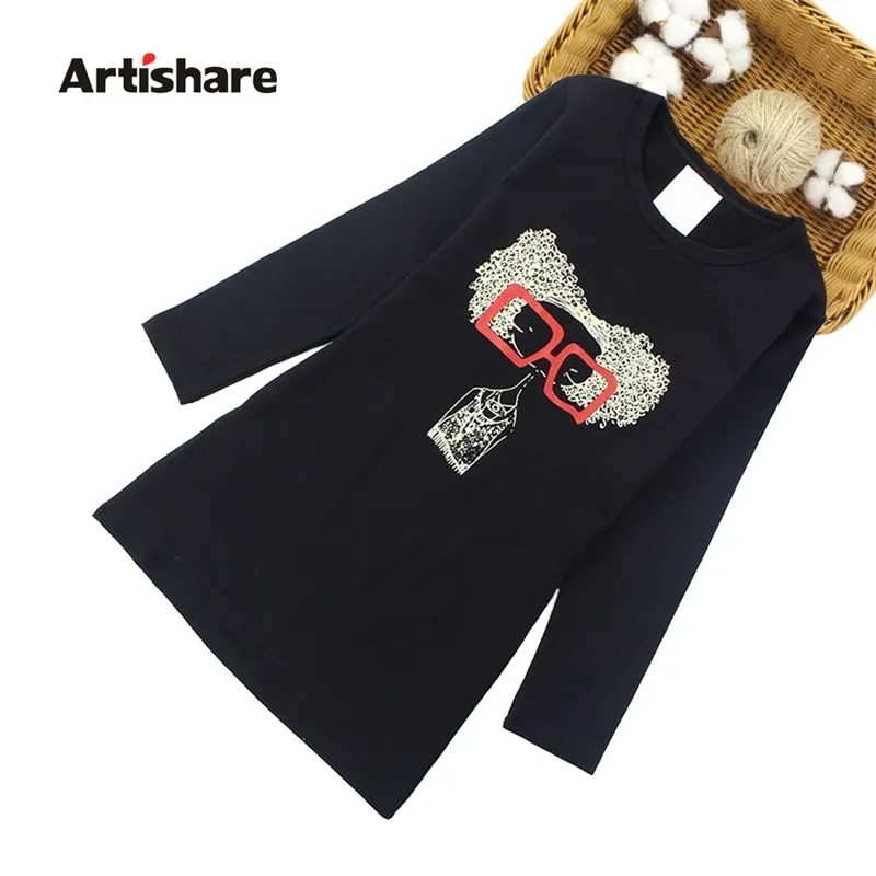 Artishare Vestidos para niñas Primavera Otoño Vestidos de dibujos animados Niñas Vestido de fiesta adolescente para niñas 6 8 10 12 años Ropa para niños 210331