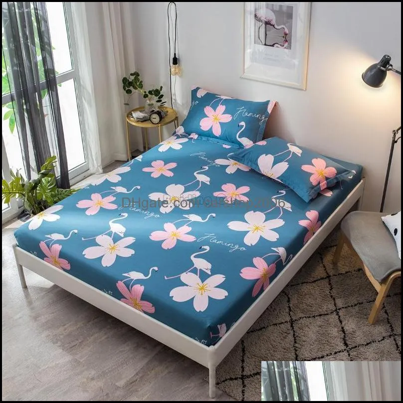 Sheets & Sets Floral Birds Fitted Sheet 100% Cotton Mattress Cover Corner With Elastic Band Bed 120x200cm/150x200cm/180x200cm24