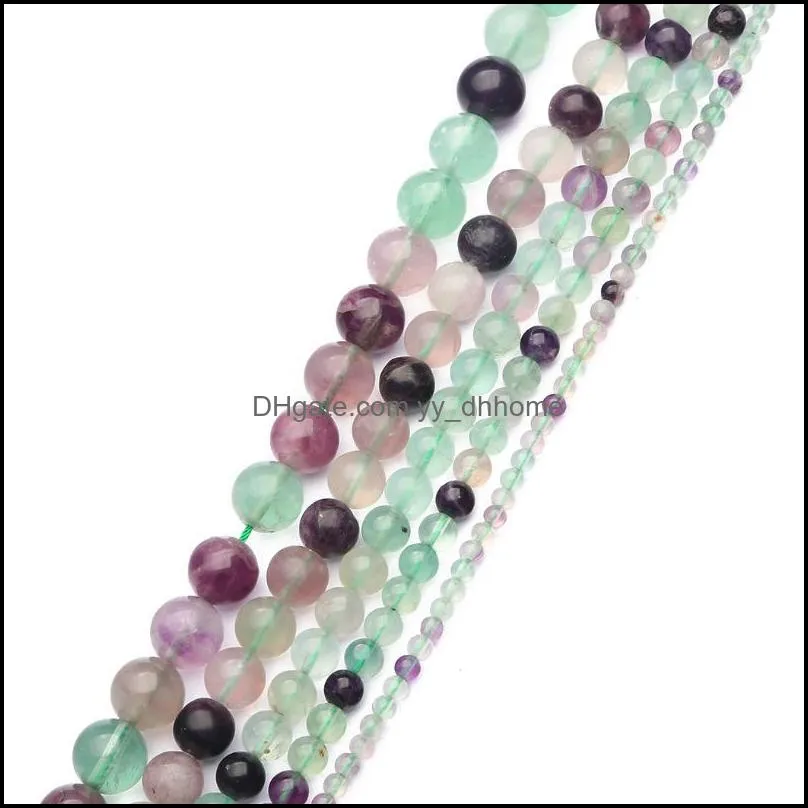 Other Factory Wholesale Colorful Fluorite Stone Beads Natural Round Loose For Jewelry Making Diy Bracelet Necklace Jewellery