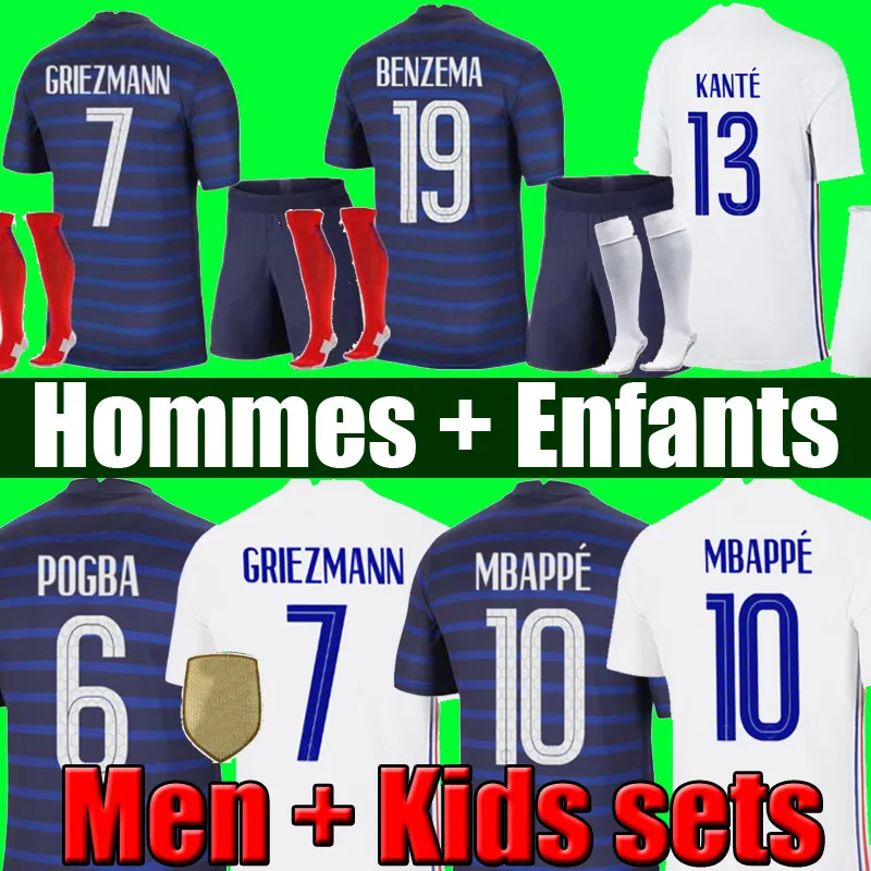 soccer jersey Euro 2020 2021 football shirt Trikot Französisch 100. Geburtstag 100 Jahre Fußball-Trikot der Fußball Weltmeisterschaft MBAPPE Herren + Kinder Kit