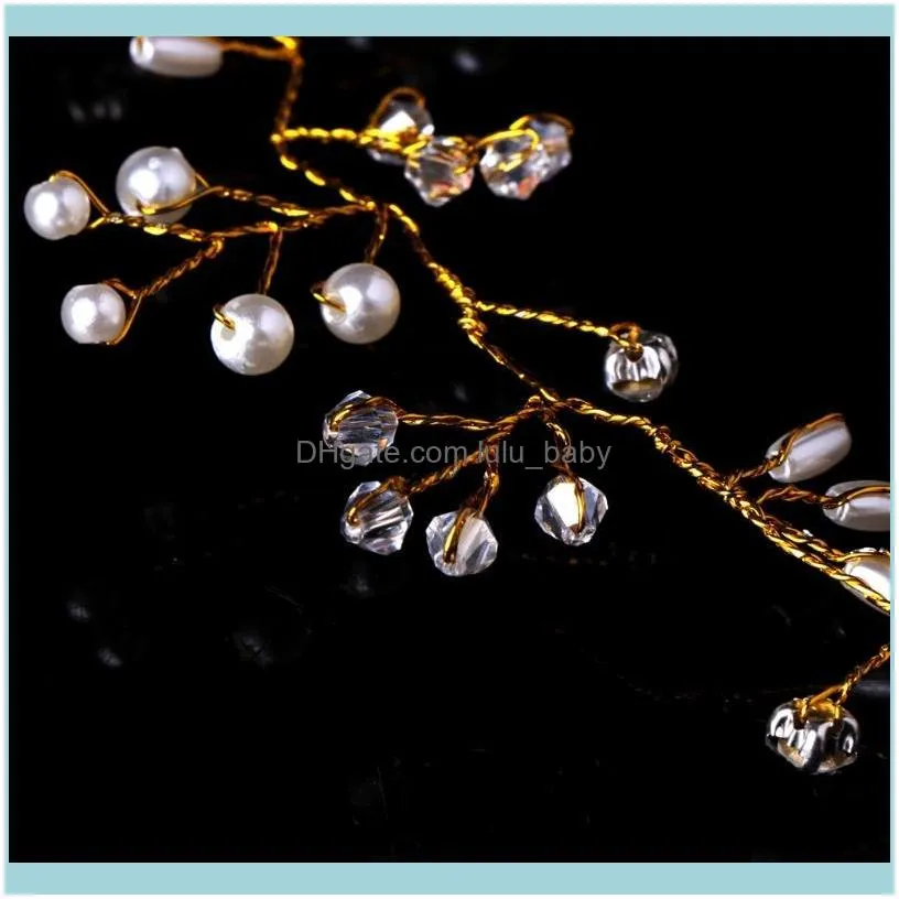 Smycken smyckenluxury bröllop brud rhinestone faux pärla peadband tiara hårkedja huvudstycke klämmor tarrbanor släpp leverans 2021 5uapi