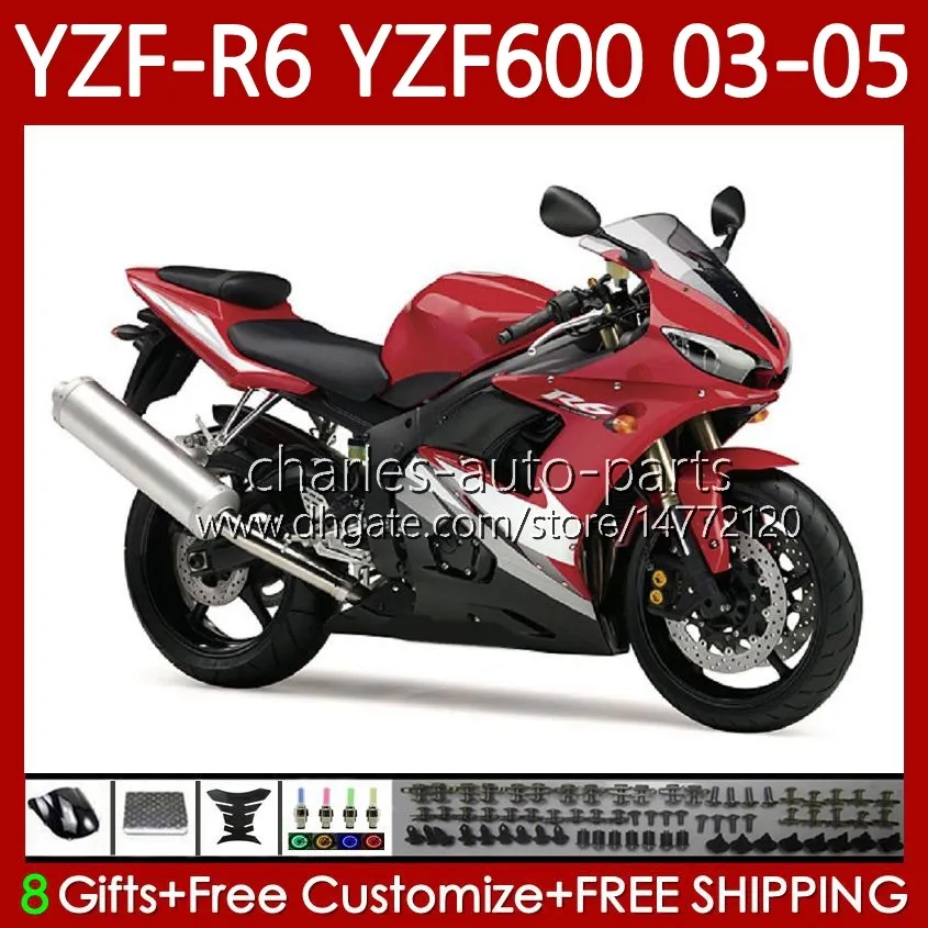 YZF R6 CAUSING KIT 03 05 per Yamaha YZF R6 600CC YZF600 YZFR6 2024 MOTORE ROSSO ROSSO BRANCIA BODYWORK