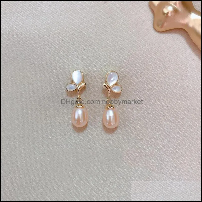 Stud ROXI Ins Korean Pearls Butterfly Earrings For Women 925 Sterling Silver Earring Jewelry Casual Winter Style Pendientes