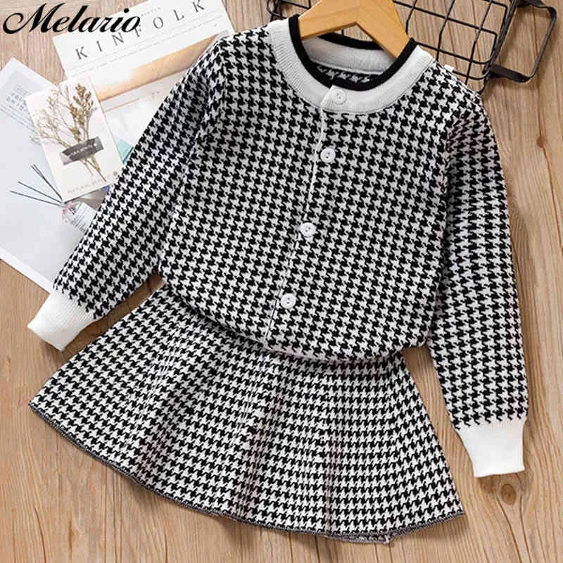 Melario Ragazze Plaid Maglione Vestito Autunno Inverno Bambini Bambino Vestiti per neonati Vestito per ragazza Bambini Principessa Abiti da festa Tuta 210412