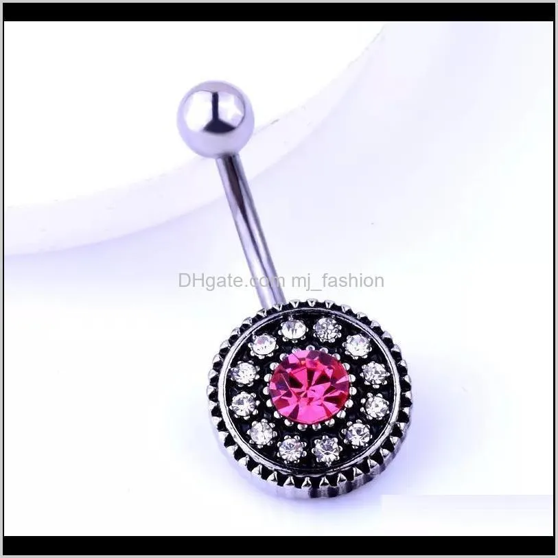 rhinestone bohemian stainless steel jewelry navel bars silver belly button ring navel body piercing jewelry ps2029