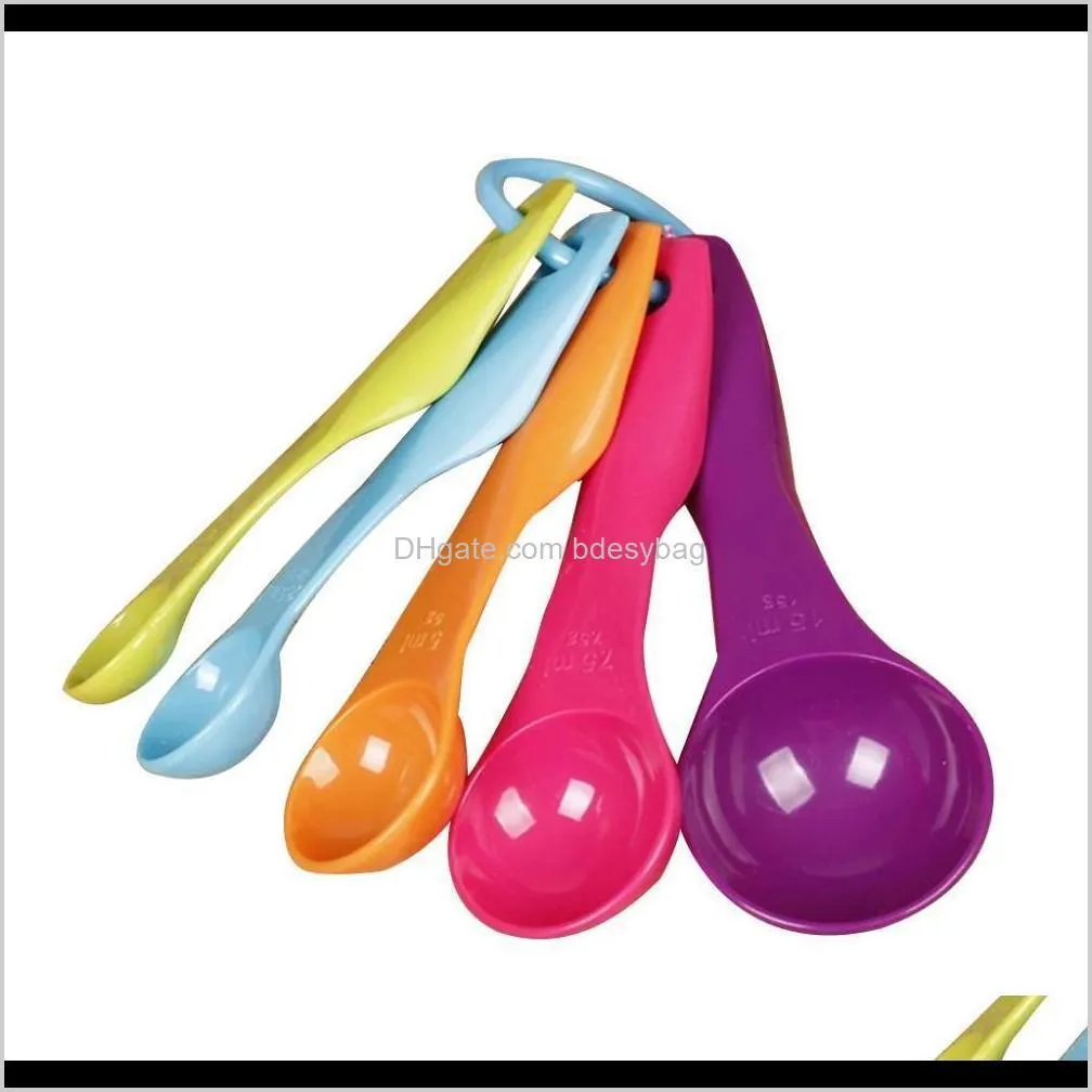 colorful measuring spoons plastic (1 / 2.5 / 5 / 7.5/ 15ml) measure spoon sugar measure scoop cake baking