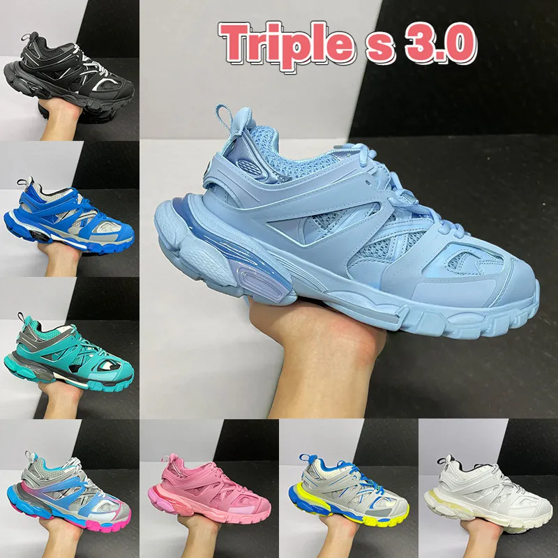 Paris running Shoes ice blue Triple s 3.0 platform metallic sivler black white yellow burgundy pink navy men women Sneakers trainers