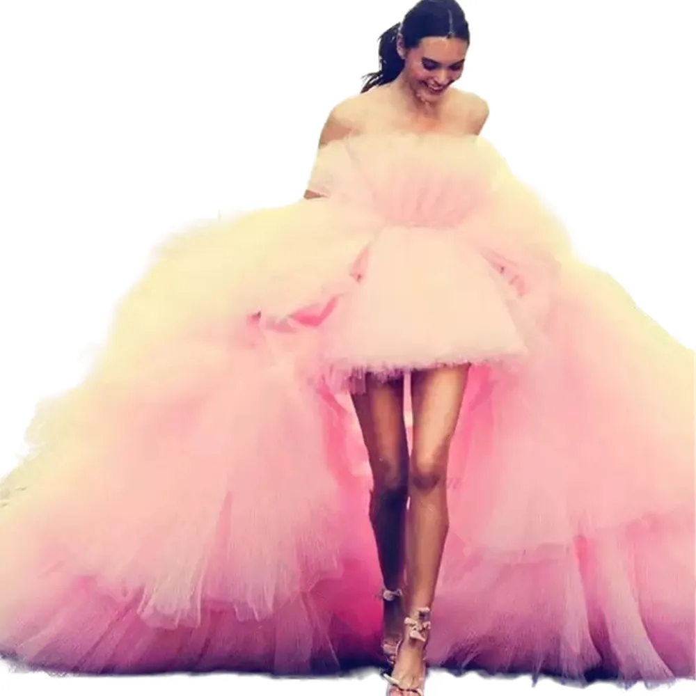 Tiered Ruffles Ball Gown Women Light Pink Tulle Party Dress Elegant Lo –  Flora Prom