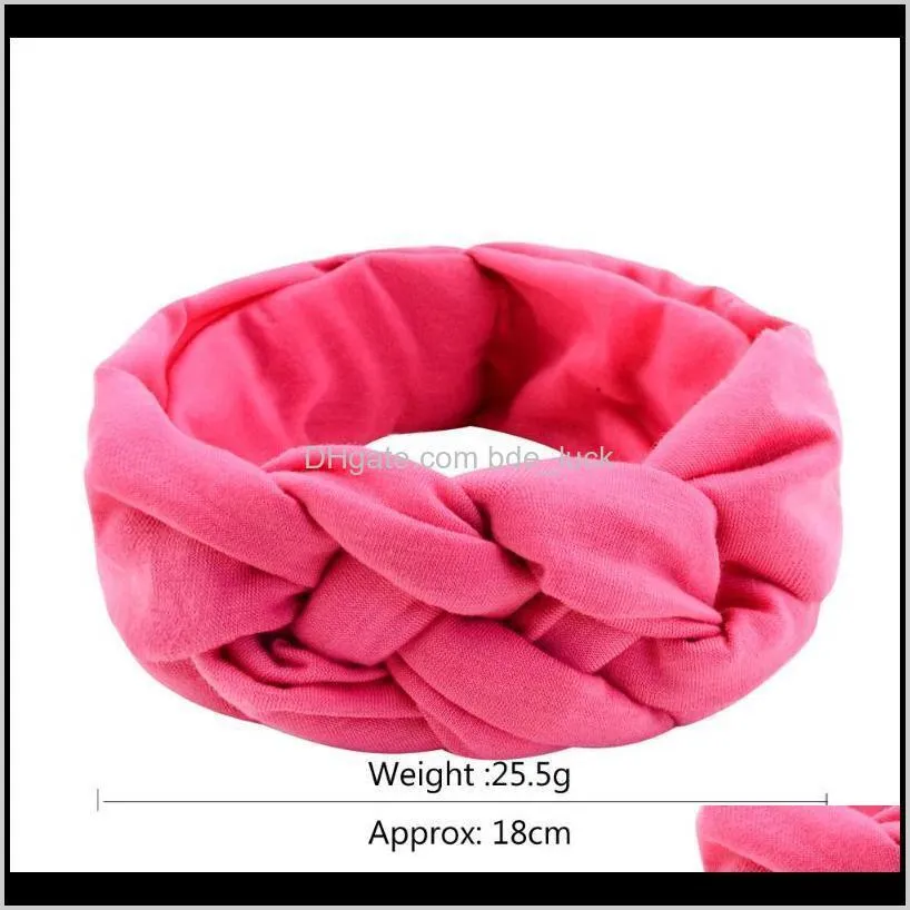 1piece Soft Solid Headbands For Kids Girls Cross Turban Handmade Bow Knot Wide Head Wrap Elastic Hairbands Bandanas 894