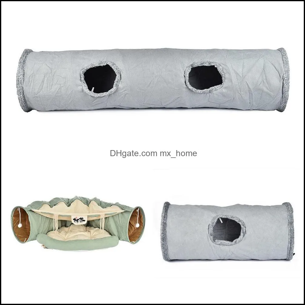 Forniture per giocattoli per gatti Pet Home Garden Bed Tunnel Pieghevole rimovibile Tubo interattivo Gioco con palline di peluche per cucciolo A0615 Drop Delivery 2