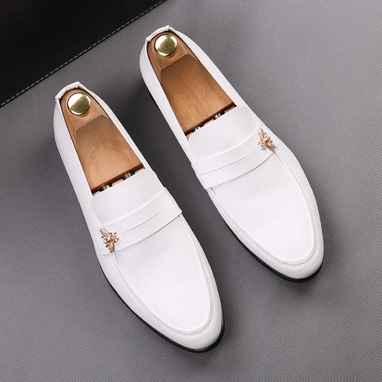 England Style Men Business Pointed Toe Dress Shoes Fashion printing high heels Lace-up Men Wedding Shoes BMM314