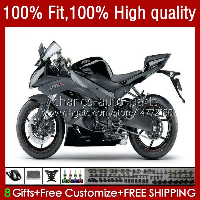 Injection Fairings For KAWASAKI NINJA 600CC ZX 6R 6 R 636 600 CC 2009-2012 13No.26 glossy grey ZX600 ZX636 ZX6R 09 10 11 12 ZX-636 ZX600C ZX-6R 2009 2010 2011 2012 OEM Bodys