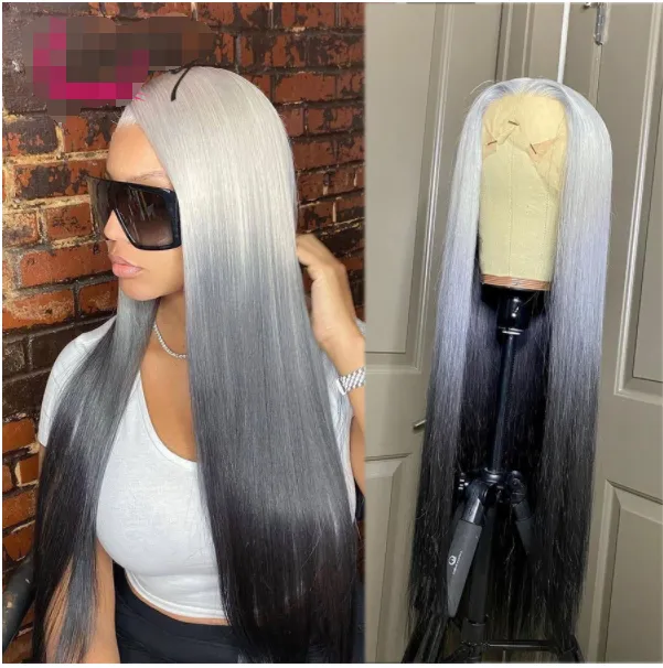 30 Inch Silver Grey Ombre Blue 13x4 Lace Frontal Human Hair Wigs Brazilian  Virgin Hair Grey Ombre Body Wave Lace Front Wig - Wigs - AliExpress