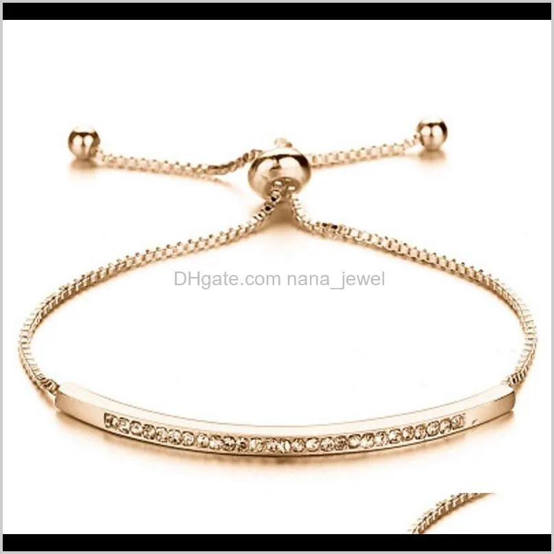 Adjustable Bracelet Bangle for Women Captivate Bar Slider Brilliant CZ Rose Gold Color Jewelry Pulseira Feminia