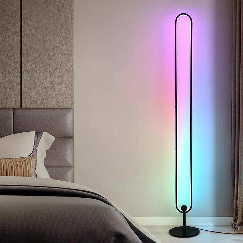 Vloerlampen moderne RGB lamp LED-verlichting voor woonkamer decor indoor slaapkamer minimalistische sfeer afgelegen kleurrijke staande lichten