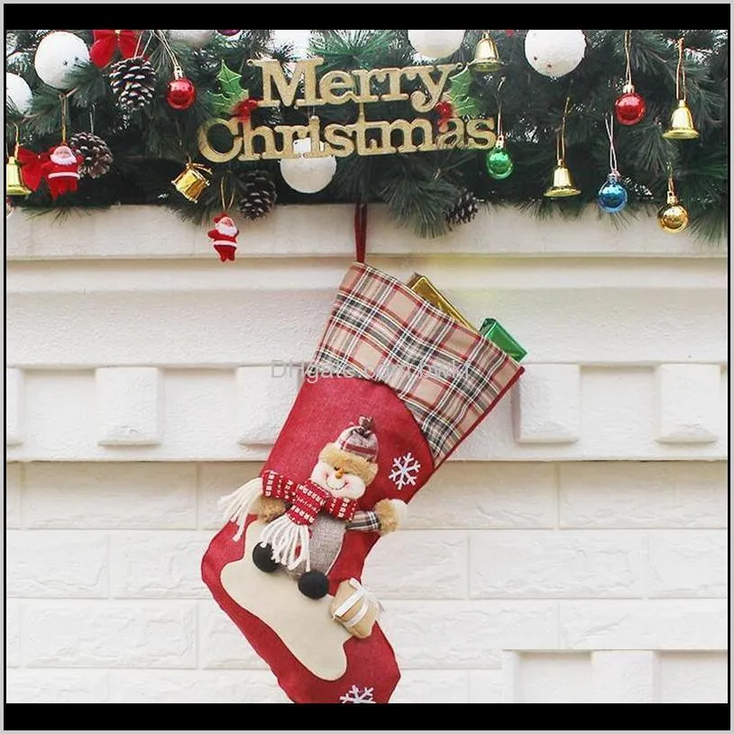 3 styles new arrival 2019 christmas stockings decor ornament party decorations santa christmas stocking candy socks bags xmas gifts bag