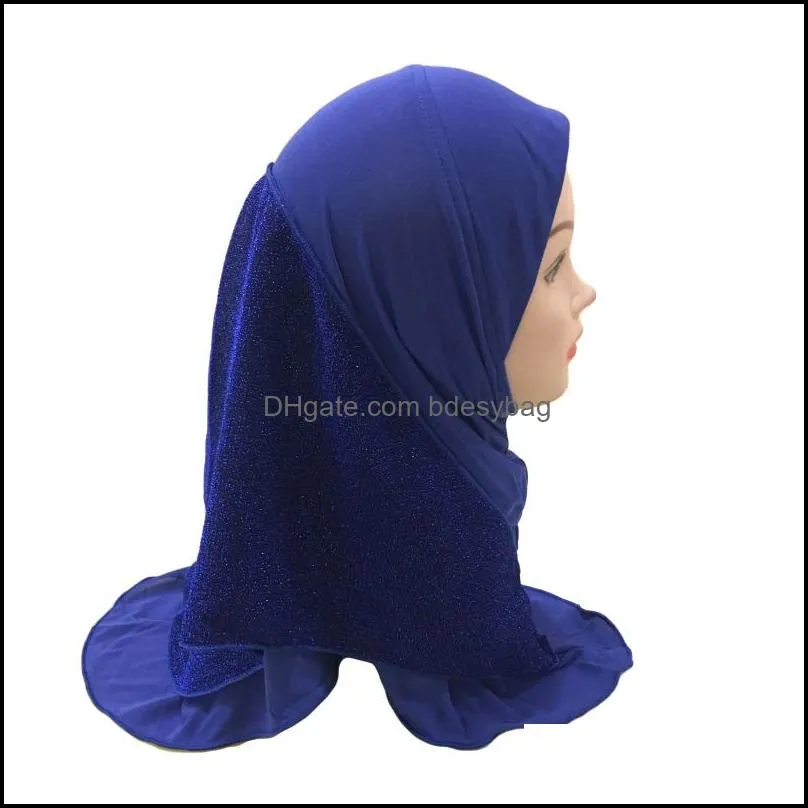 Ramadan Muslim Kids Hijab Girls One Piece Amira Islamic Child Headscarf Prayer Shawl Arab Headwear Wrap Covers Cap Middle East