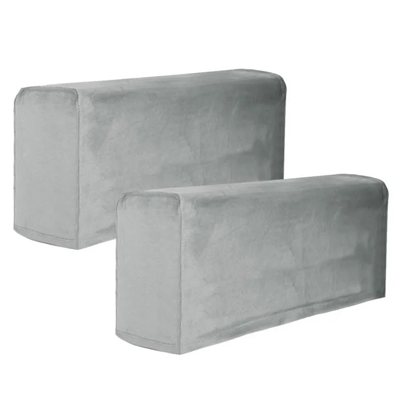 GAMUKAI 2 Pack Velvet Stretch Armrest Covers - Non Slip Sofa Chair Covers, Soft Elastic Arm Protectors For Living Room Couch, Office Chair, Recliner (Brown