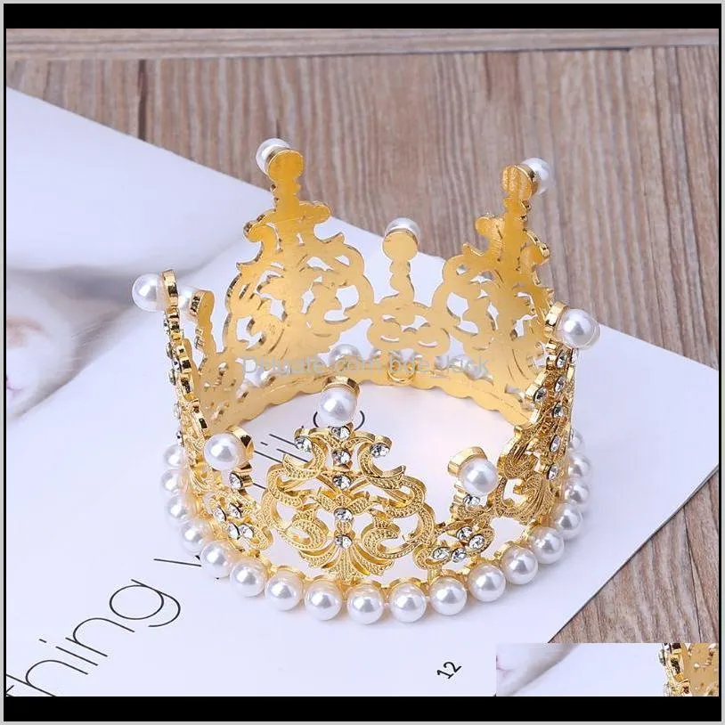 Baby Baby Crown Photography Props Luxury Fashion Pearl Rhinestone Glitter Gold Silver Photo Birthday Party Decoration Girls