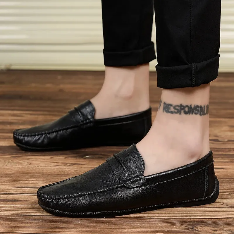 Masculino Sapatos Casual Men Sapato Black Shoes Leather Male Shoe Zapatos Casuales Leisure Para Hombre Flat aad s es