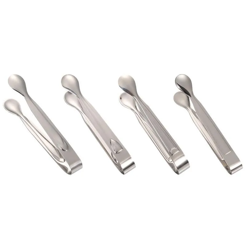 Kitchen Tools 5 Inches Ice Sugar Tongs Clips Fine Design Glossy Polish Stainless Steel Mini Tong Clip RH1578