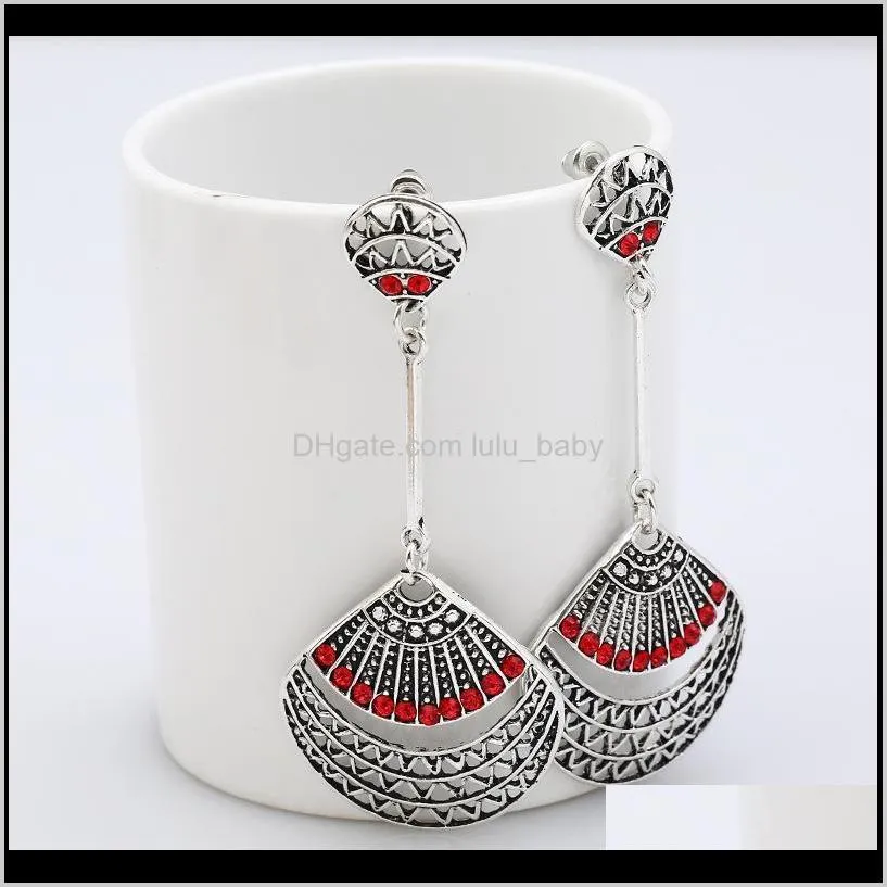 new arrival antique silver plated shell shape hollow tassel long stud earring dangle ear ring women jewelry