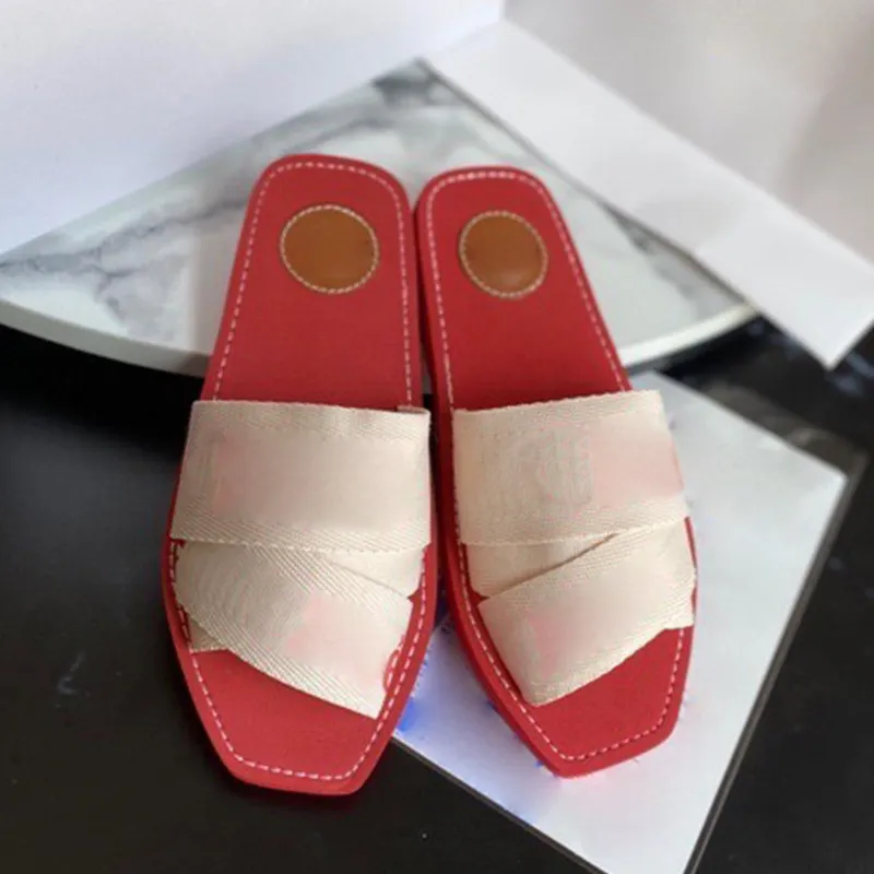 2021 Womens Slippers Woody Muller Shoes Designer Canvas Cross Woven Sandals Summer Outdoor Open Toe Casual Slipper Letter Stylist Shoe Sandal Heatshoes