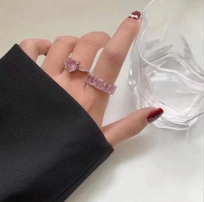 Ins Sweet Cute Wedding Rings Fashion Jewelry 925 Sterling Silver Fill Heart  Shape Pink Topaz CZ Diamond Gemstones Promise Eternity2428 From 20,78 €