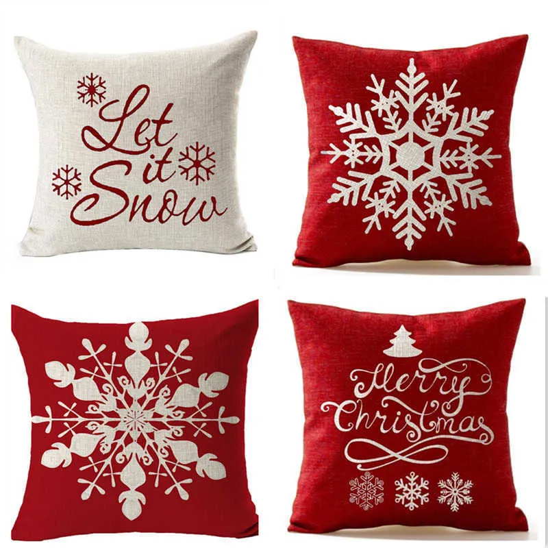 45 * 45 cm Noël Flocon De Neige Coussin Couvre Linge Nouvel An Maison Canapé Jeter Hôtel Taie D'oreiller Décoration De Noël Taie D'oreiller Articles De Fête