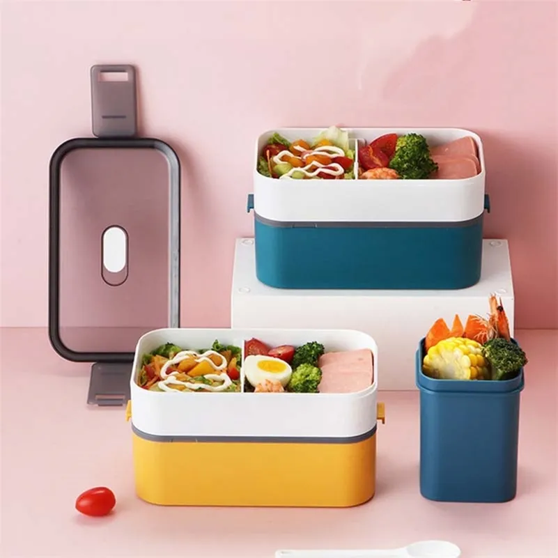 Gezonde Materiaal Lunchbox Tarwe Straw Bento Boxes Magnetron Servies Voedselopslag Container Lunchbox 210925