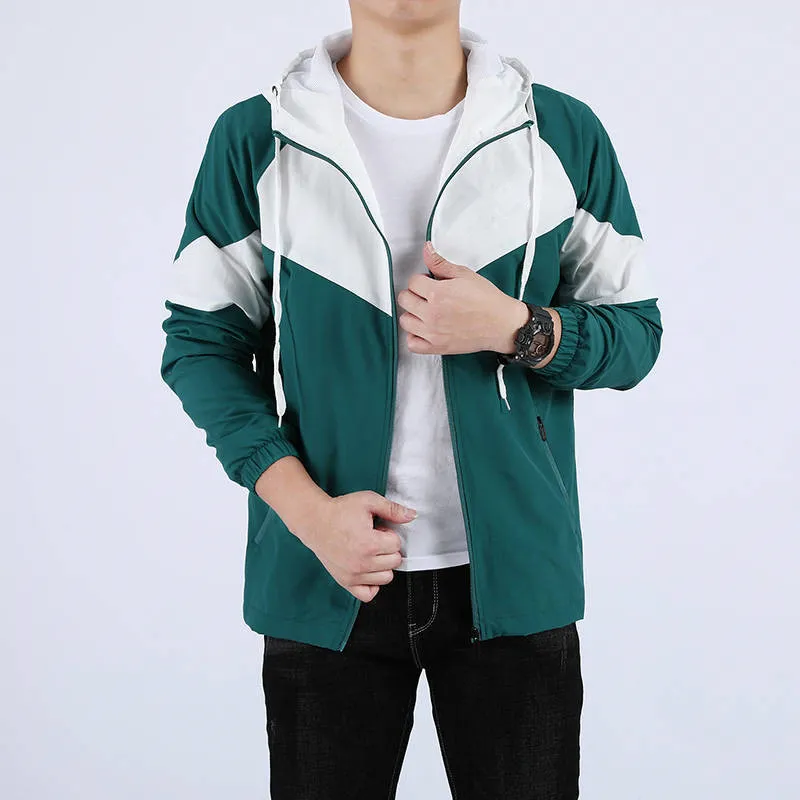 Men s Pullover Hooded Jacket Lightweight Windbreaker Zipper Hoodies Coats Outerwear Black Plus Size S 3XL