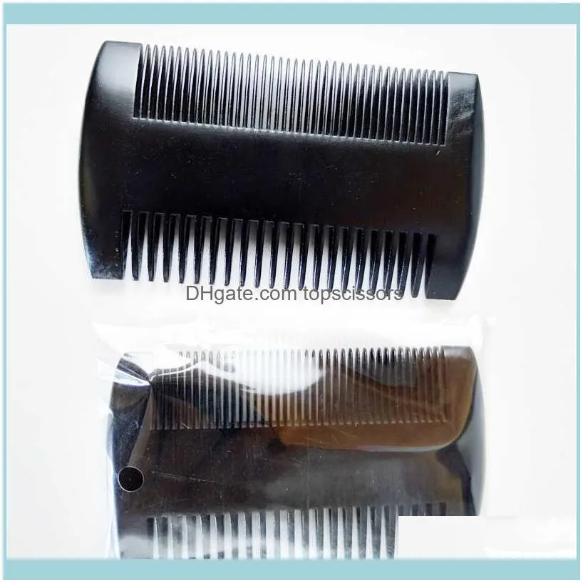 Hair Brushes All black comb black wood comb spray paint pear peach tree beard comb with PU leather beard brush