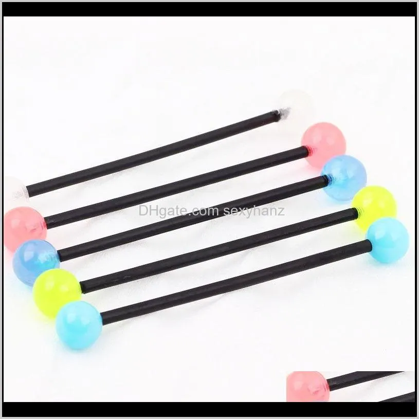 tongue barbell t15 100pcs/lot ,mix 5 color .piercing body jewelry glow in the dark fake tongue ring industrial piercing barbell kpe4o 356