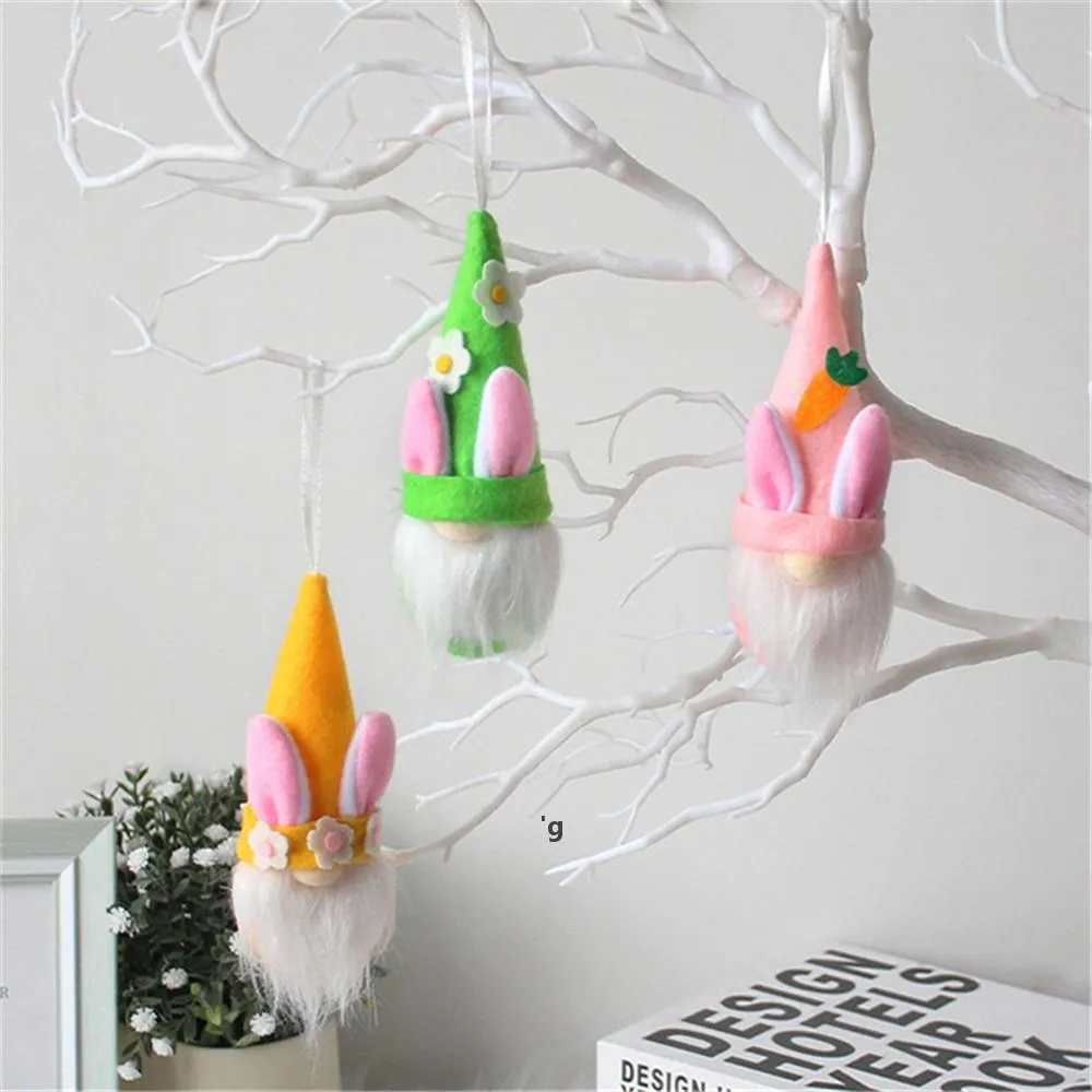 Feestelijke Lente Pasen Hanging Bunny Gnome Ornamenten Elf Hangers Pluche Doll voor Pasen Mand Ei Fillers Kids Gifts Rra12076