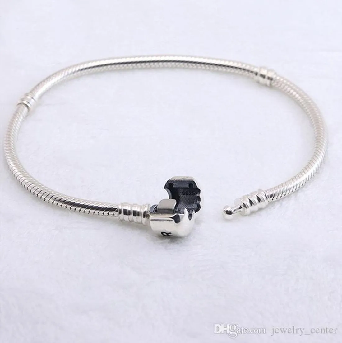 Designer jóias 925 pulseira de prata charme cordão caber pandora cadeia de cobra com logotipo slide braceletes grânulos estilo europeu encantos frisado Murano