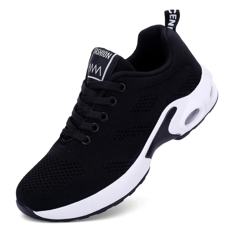 Ny mode damer sneakers bekväma avslappnade luftkudde tränare svart vita sneakers lätta andningsbara sportskor non slip fitness skor storlek 35-42